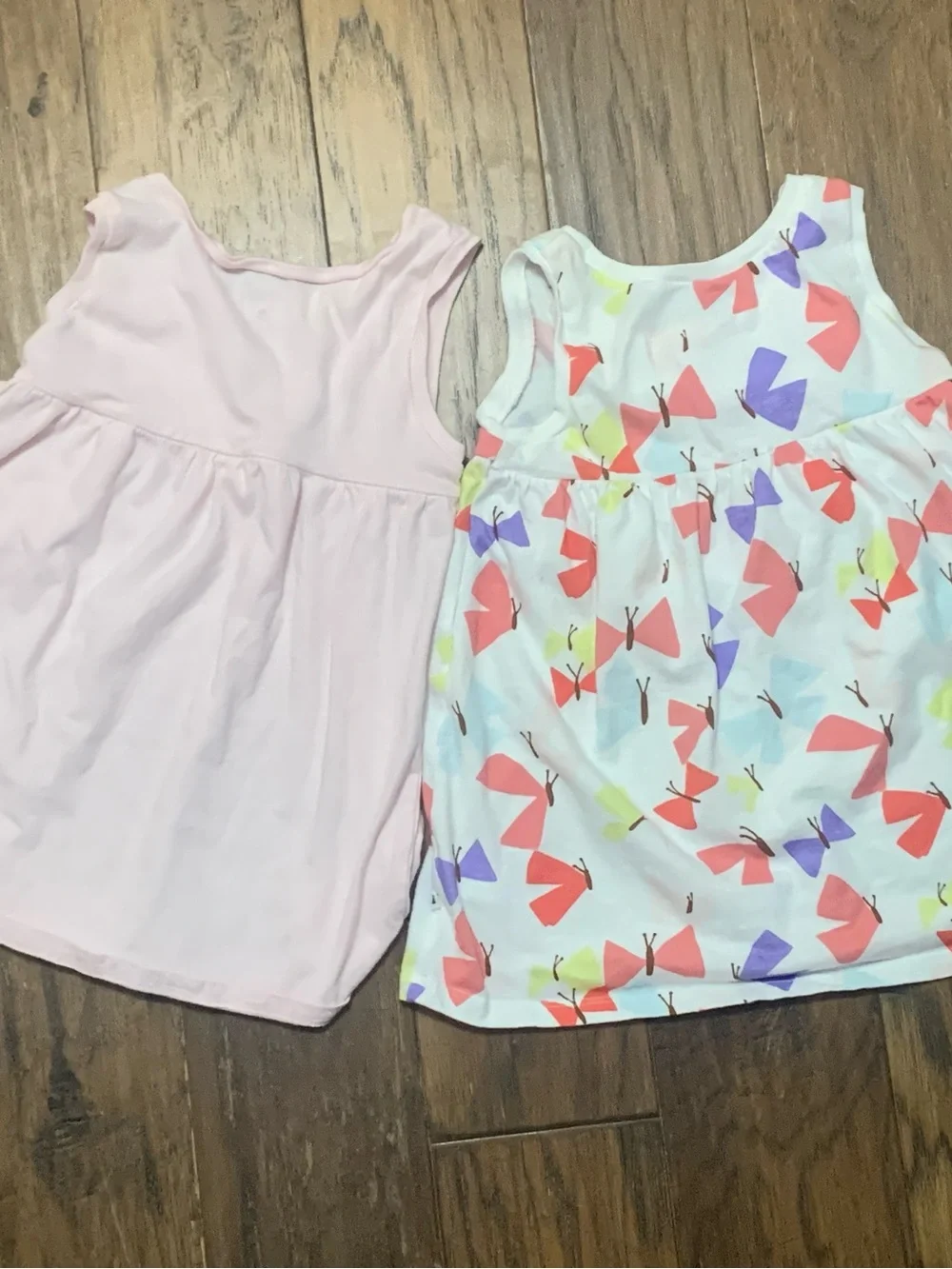 Pair of GAP Baby Girls Light Pink & Butterfly Print Sleeveless Tees
